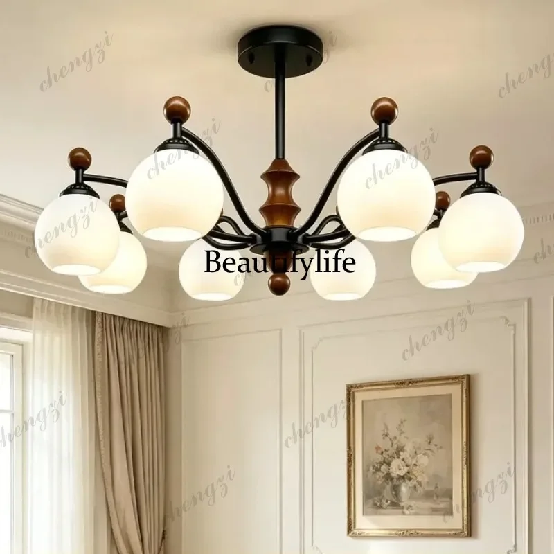 EE Medieval full spectrum eye protection chandelier  light luxury living room dining room bedroom solid wood retro new main lamp