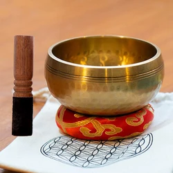 Nepal handmade Tibetan Singing Bowl Yoga Meditation Chanting Bowl Brass Chime Handicraft music therapy Tibet Buddha sound bowl