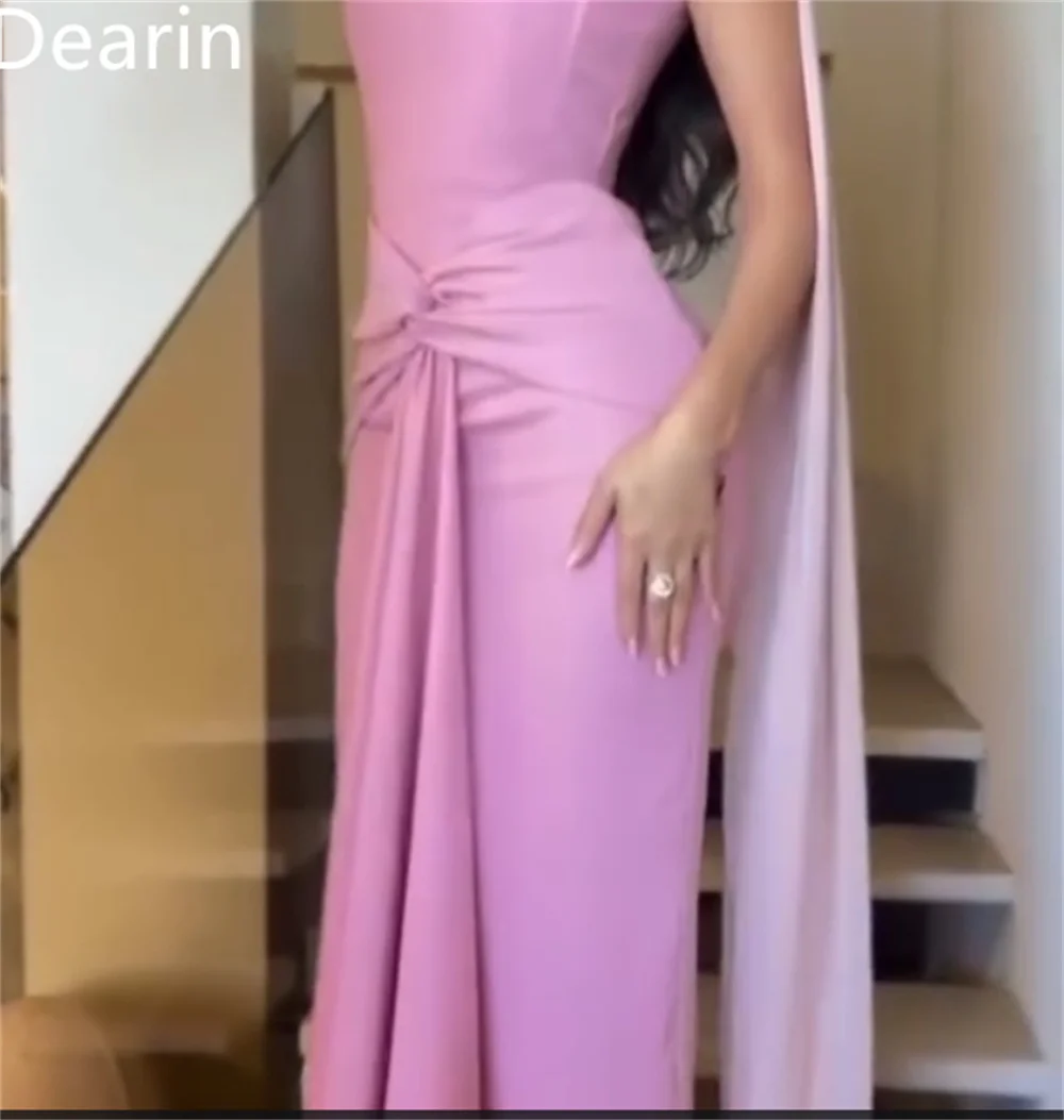 Customized Formal Dress Dearin Spaghetti Strap Sheath Floor Length Skirts Knot Sleeveless Bespoke Occasion Dresses Prom Evening