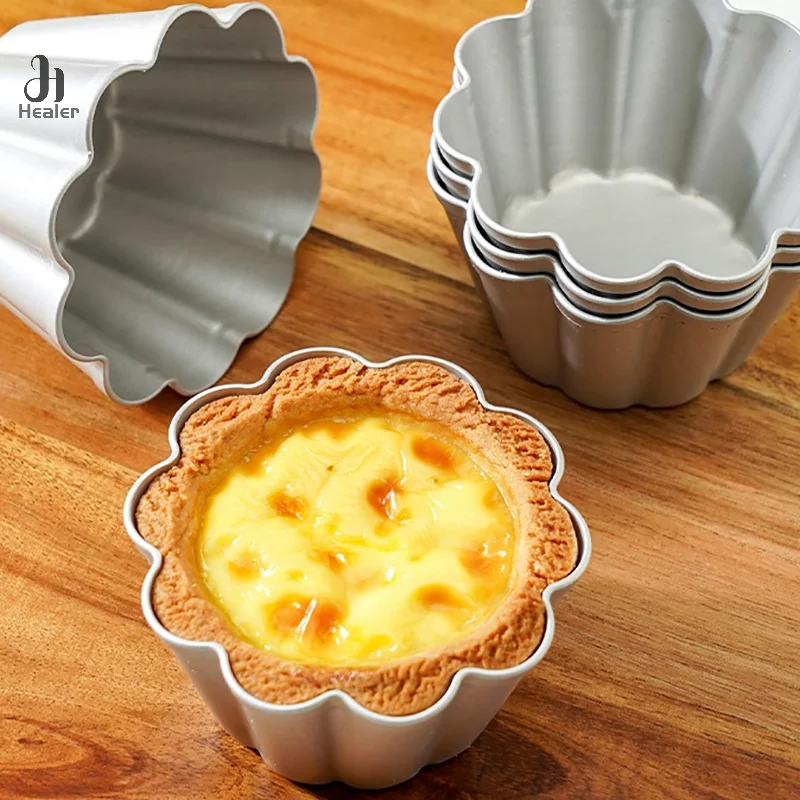 1Pcs Pudding Cup Molds Mini Fluted Cake Pans Non-Stick Jelly Molds Fast Heat-Up Aluminum Alloy Baking Cup Moulds