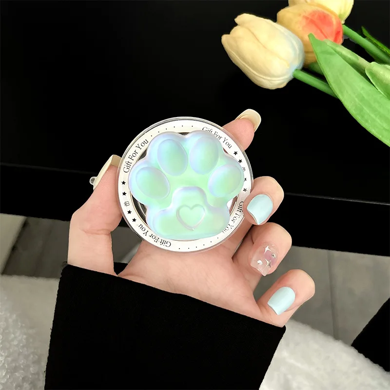 

Cute Colorful Iaser 3D Cat Paw Magnetic Phone Holder Grip Tok Socket Support For iPhone Samsung Foldable Finger Ring Holder