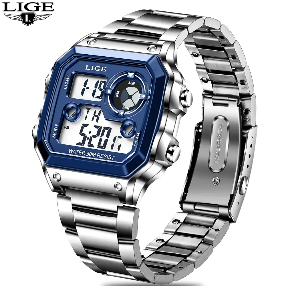 LIGE 2023 NEW Luxury Brand Men Watch Military Digital Watches Sport Wristwatch Mens Waterproof Clock Male Relogio Masculino