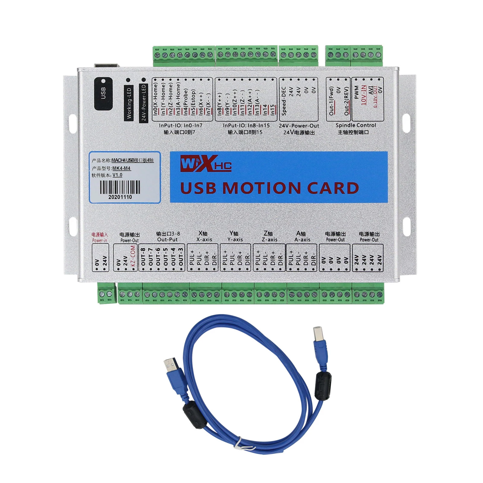 USB 2MHz Mach4 CNC 4-axis Motion Control Card Splitter Machine Center