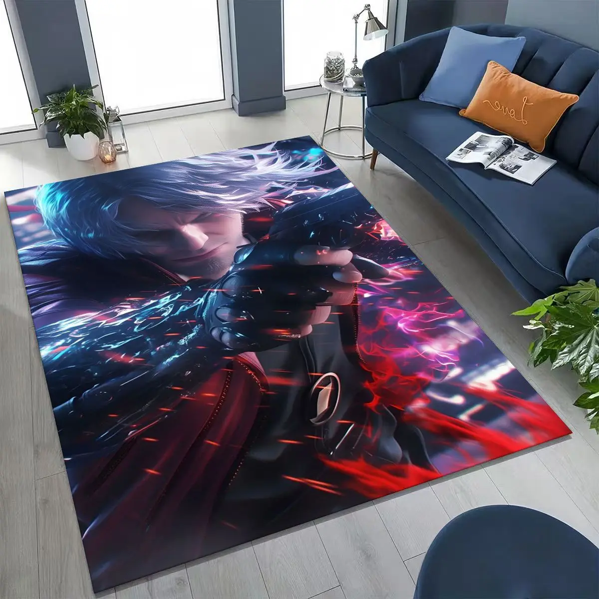 

3D D-Devil May Cry DMC Games Vergil Dante Rug for Bedroom Living Room Sofa Home Doormat Decor, Large Kid Play Non-slip Floor Mat