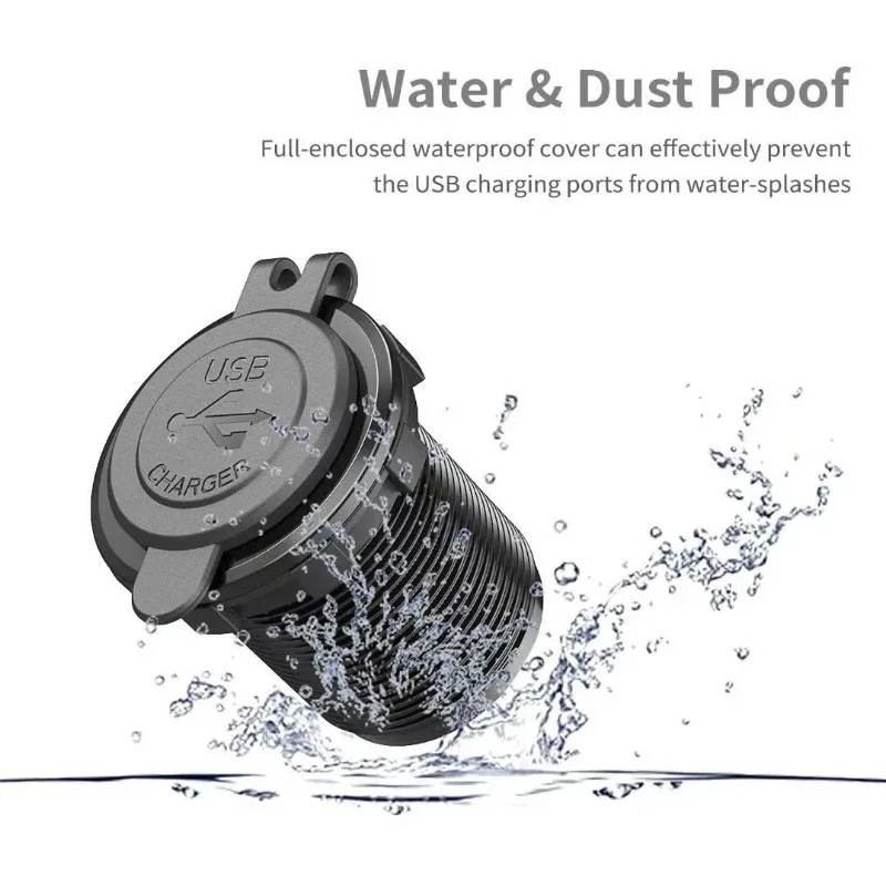 Dual PD Fast Charger with Safety Switch, 45W×2 Simultaneous Charging for Car/Motorcycle/RV, Smart Temperature Control