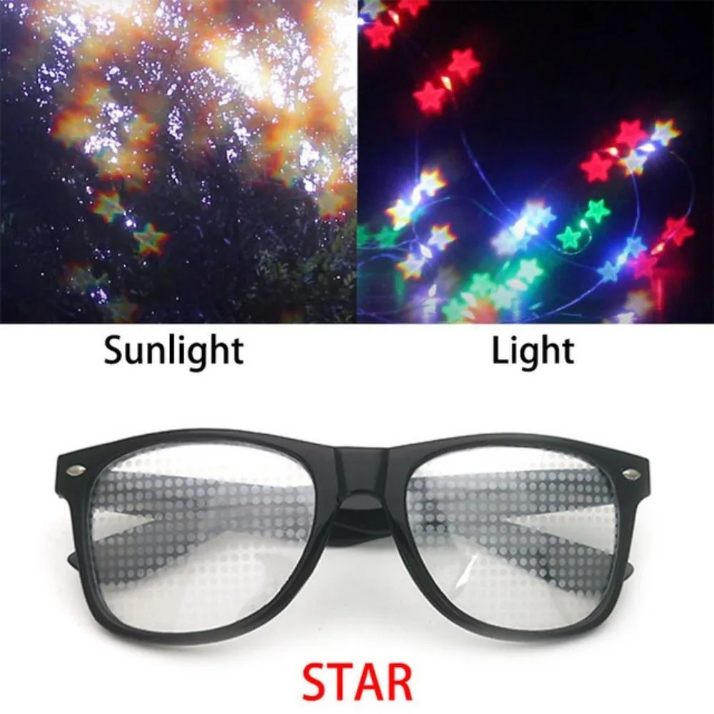 Unique Diffraction Glasses Light Refraction Heart Star Snowflake 3D Prism Effect Glasses Clear/Gray Lens Firework Diffraction