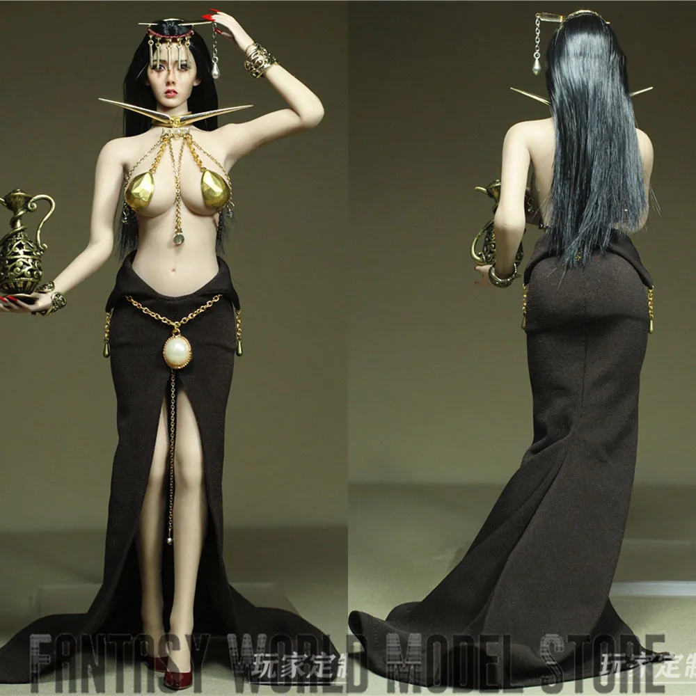 

Индивидуальный Женский стиль 1/6, металлический бюстгальтер, кофейная юбка с разрезом, браслеты с цепочкой на талию, подходит для 12 дюймов TBL PH, экшн-боди