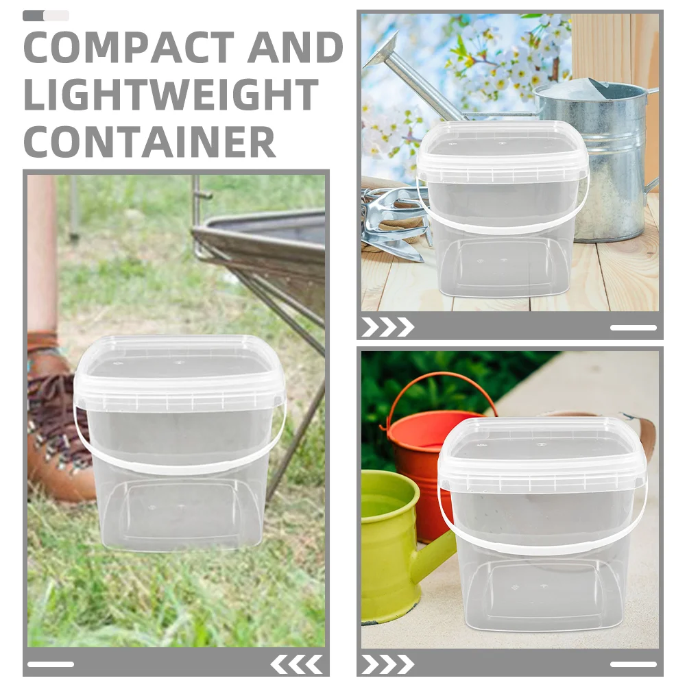 Containers for Food Handbag Paint Bucket Plastic with Lid Gallon Transparent Grade Buckets Square Clear