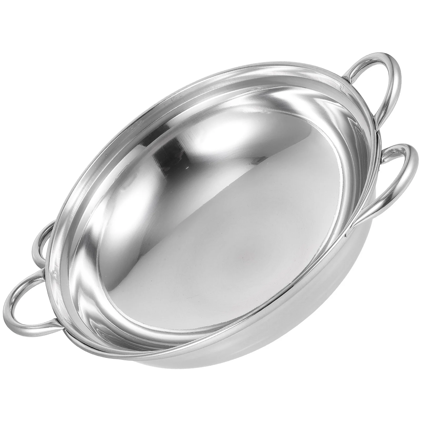 

2Pcs Stainless Steel Cooking Pot Double Handle Anti-Spill Hot Pot Small Metal Pan Non-Stick Kitchen Shabu Pan for Daily Use