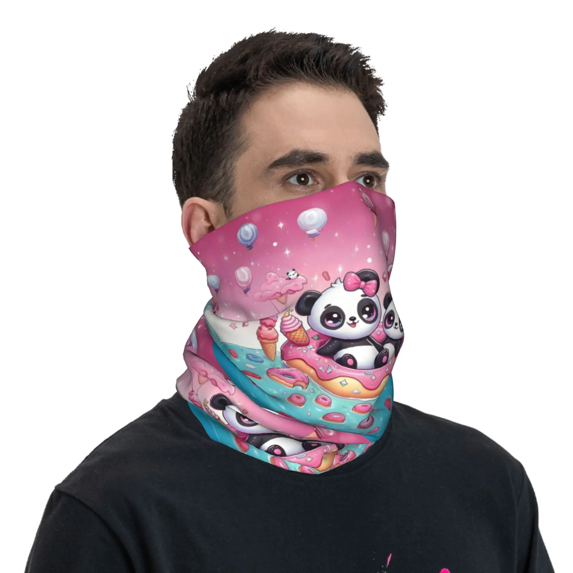 مخصص Lce كريم دونات الباندا أنيمي باندانا الرقبة الجراب للتزلج الجري النساء الرجال التفاف وشاح Kawaii الكرتون عقال أكثر دفئا #5