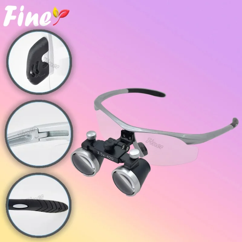 

Finer Dental Surgical Loupes 2.5X 3.5X Dental Magnifying Glasses 320-420mm Dental Protection Lenses Dental Dentistry