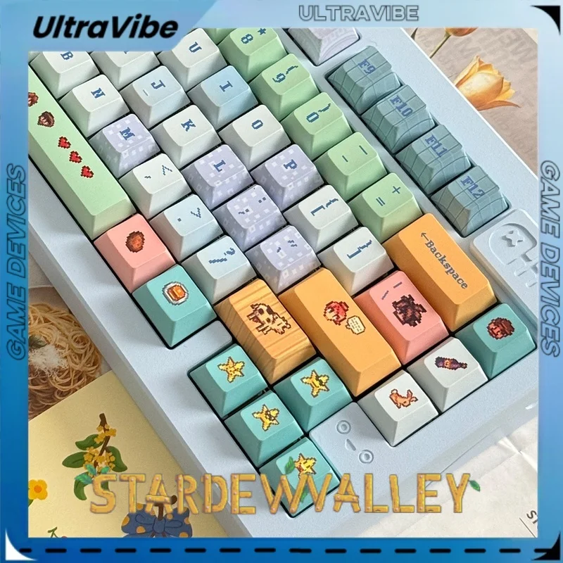 

Star Dew Valley Story Keycaps 129key Pixel Wind Pbt Heat Sublimation Cute Customization Keyboard Cherry Height Game Peripherals