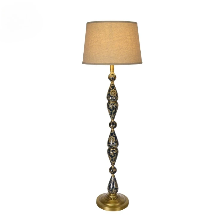 مصباح أرضي لإضاءة الأرضية مصباح أرضي من السيراميك النحاسي لغرفة المعيشة