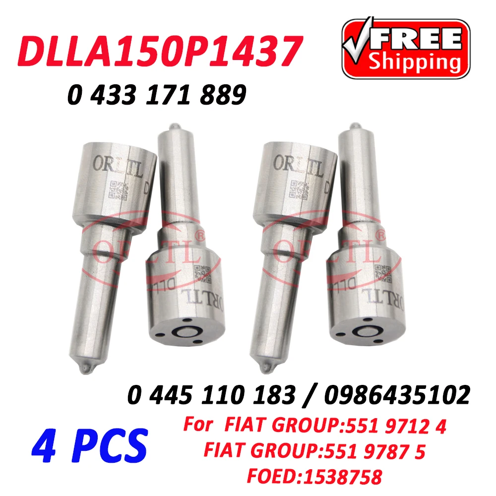 4 Pieces 0445110183 Injector Nozzle DLLA150P1437 Fuel Diesel Tips 0433171889  For FIAT FOED 1538758 9S519F593BA DLLA 150P1437