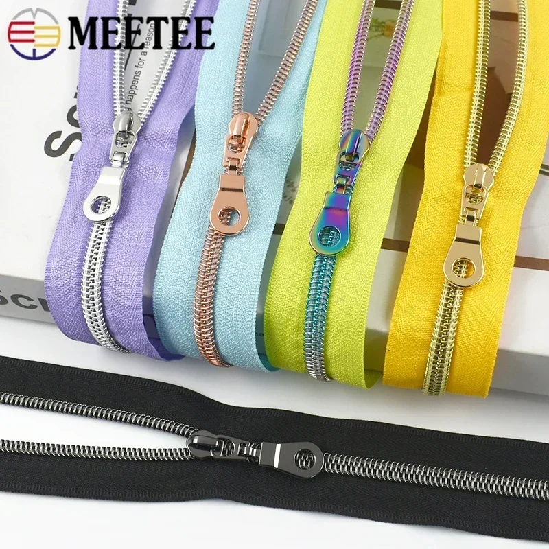 1/2/3/5M Meetee Nylon Zipper Tape with Sliders Per Meter for Sewing Bags Clothes Closure Zip Decor Zips Repair Kit DIY Replace