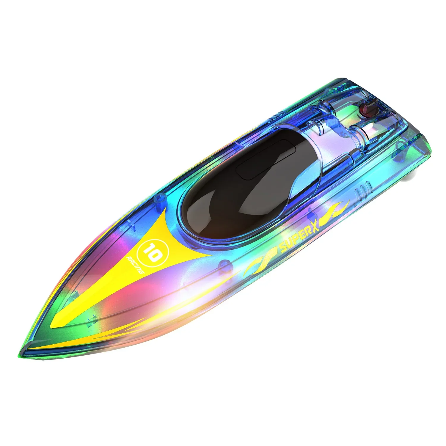 RC Boat com Case para Adultos e Crianças, V555, 2.4GHz Iluminação, RC Racing Boat, Bright LED Light, Bateria Recarregável, 15km, h