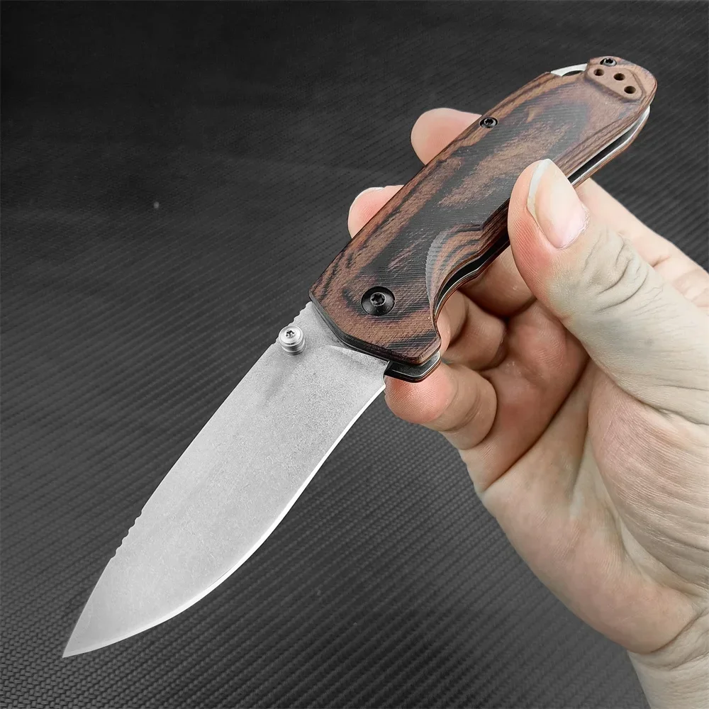 BM 15031 Pocket Folding KnifeThumb Knife S30V Blade Stabilized Wood Handle Fliper Knife Outdoor Camping EDC Fruit Tools