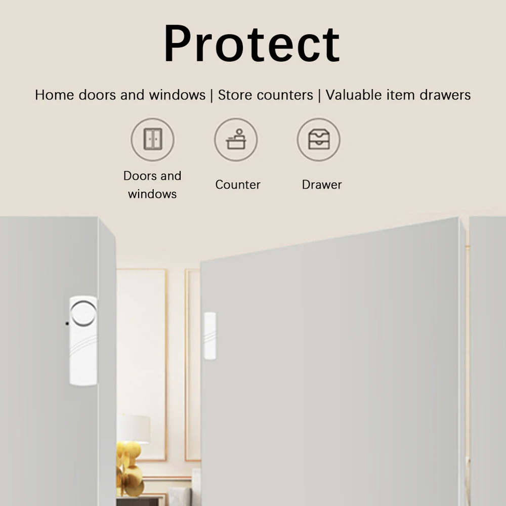 Alarm Door Security Protection Window Wireless Burglar with Magnetic Sensor Home Safety Wireless 90dB Window Door Alarm System