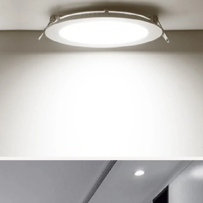 12W 1CM Panel Light Ultra-Thin Recessed Circular Downlight Kitchen Foot Tile LED Panel Light Recessed Round Panel Light Durable