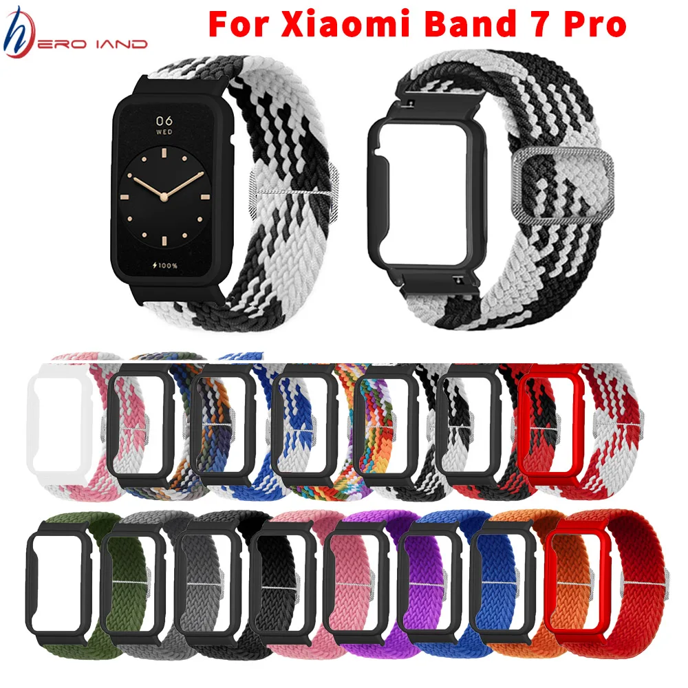 

Nylon Strap for Xiaomi Band 7 Pro Elastic Braided Metal Buckle Wristband Protective Case xiaomi Mi band 7pro Watchband Bracelet