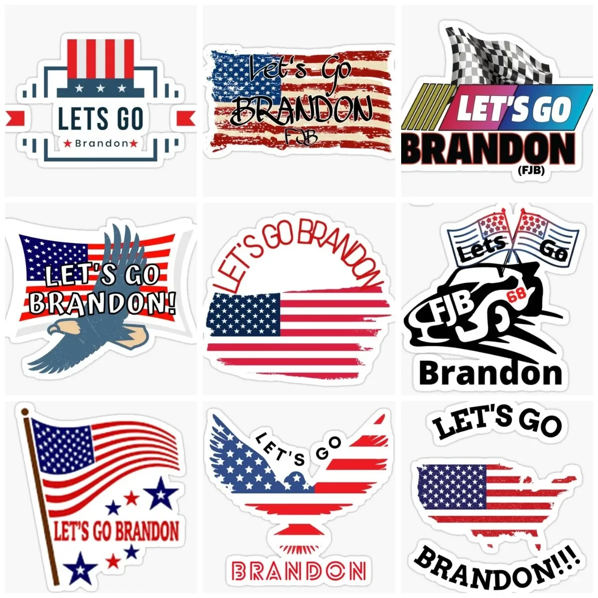 

Let's Go Brandon American Flag Creative Sticker Vinyl Car Window Wall Room Truck Moto Glass Bicycle Glass Door Funny Decal