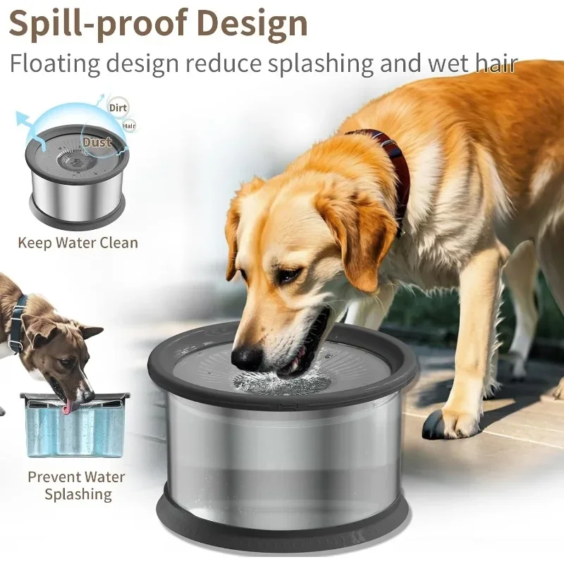 6.5L Dog Water Bowl no Spill Stainless Steel Slow Water Bowl Capacity Large no Splash Pet Slow Drink Feeder with Anti-slip Mat