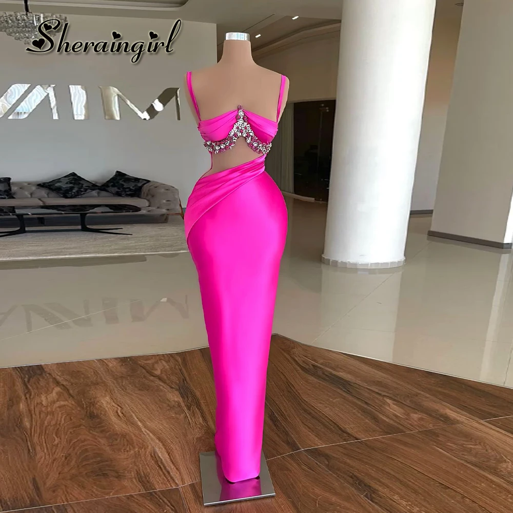SHERAIN فساتين لحضور الحفلات الموسيقية الساحرة للنساء مطوي أحجار الراين غمد السباغيتي الأشرطة الساتان Vestidos De Noche انخفاض الشحن #1