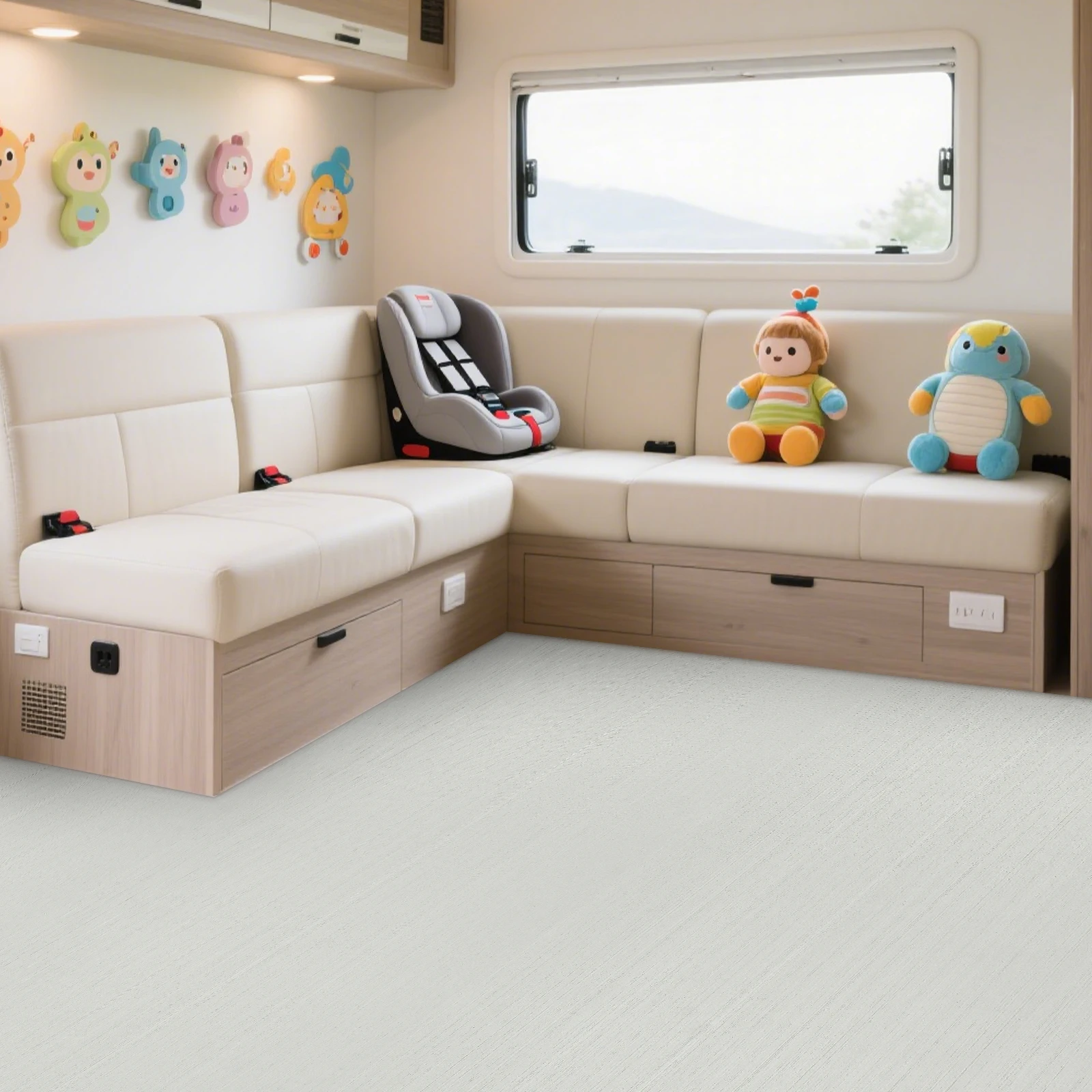 EVA Foam Marine Flooring Mat, Anti-Slip Boat Floor Pad, RV Teak Flooring Sheet, 240x90cm Grey, Waterproof, Shock-Absorbent, Universal for Camper Yacht