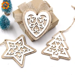 New!6PCS/Lot Multi European White Wooden Pendants Ornaments Hanging Gifts For Wedding&Christmas Party Decorations Tree Ornaments