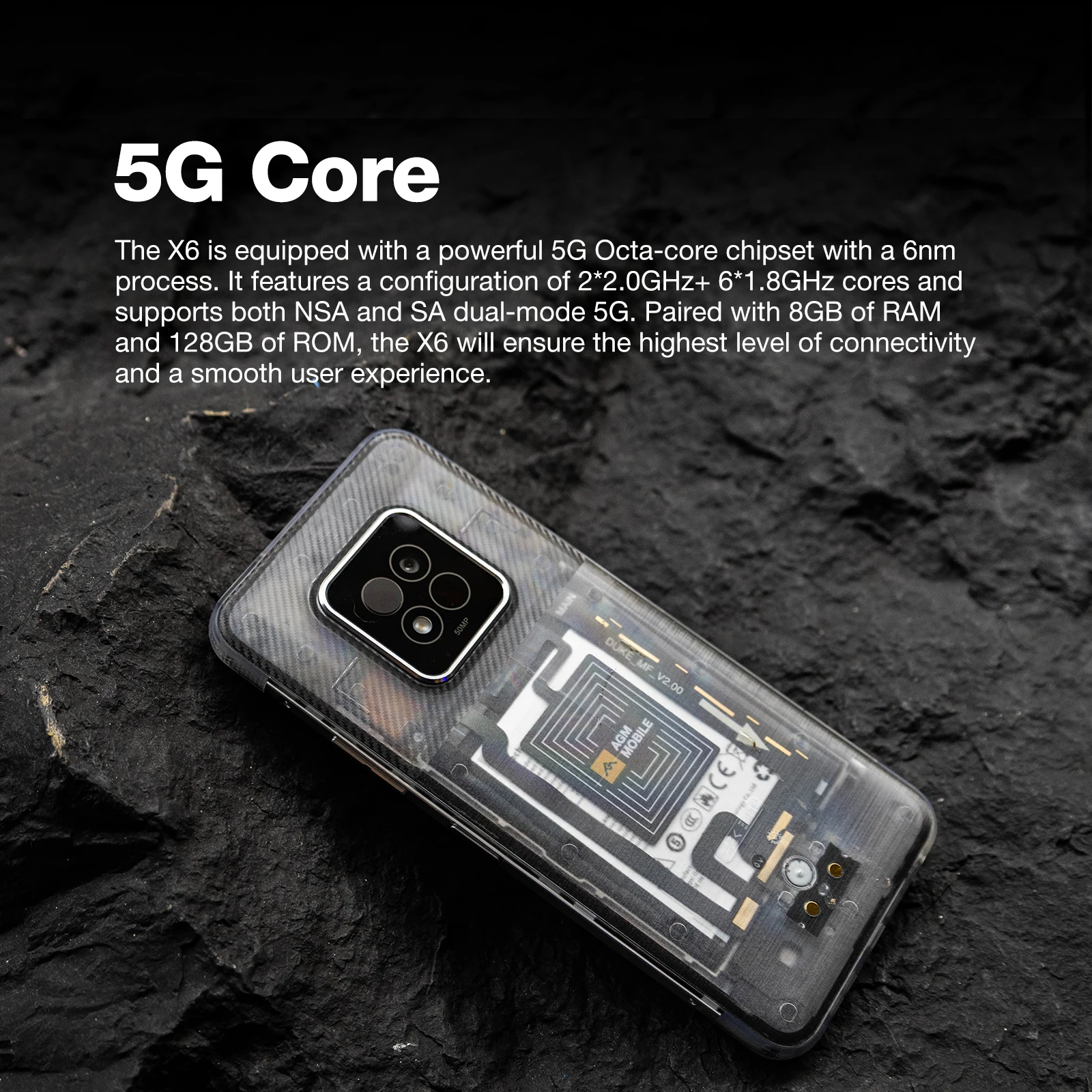 [world premiere] AGM X6 phantom 5G drsný smartphone 6.78