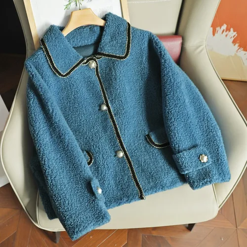 [선호 신제품] 올 매치 옷깃 레이스 싱글 브레스트 모피 통합 과립 양털 겉옷 겨울 여성 001 