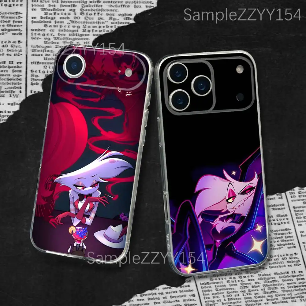 

H-HazbinS Angel Dust For iPhone 17,16,15,14,13,12,11 Plus,Pro,Max,XR,XS,X,7,8 Plus,SE,Mini Transparent Silicone Soft Phone Case