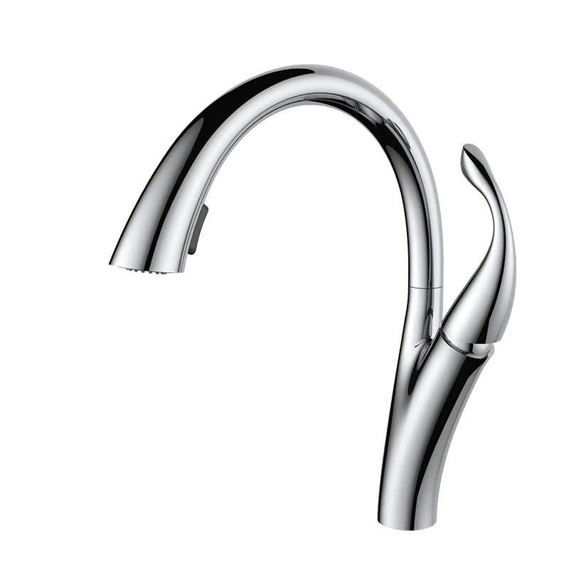 

Electroplating hot and cold kitchen faucet universal pull-out sink vegetable basin