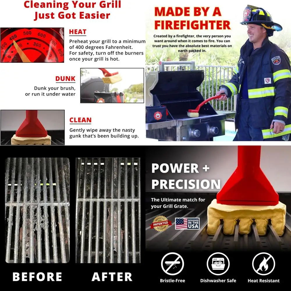 

Durable BBQ Scraper Cleaning Head for Cast Iron and Stainless Steel Grill Grates - Bristle-Free, Unique Tools for Barbecue Clean