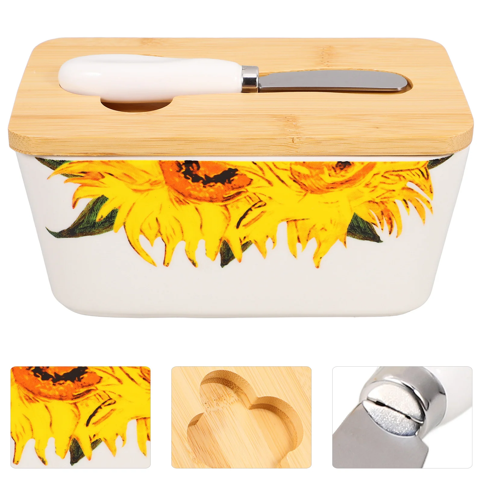 

Ceramic Butter Box with Spreader Airtight Lid for Fridge Storage Kitchen Dairy Organizer Freshness Keeper with Lid