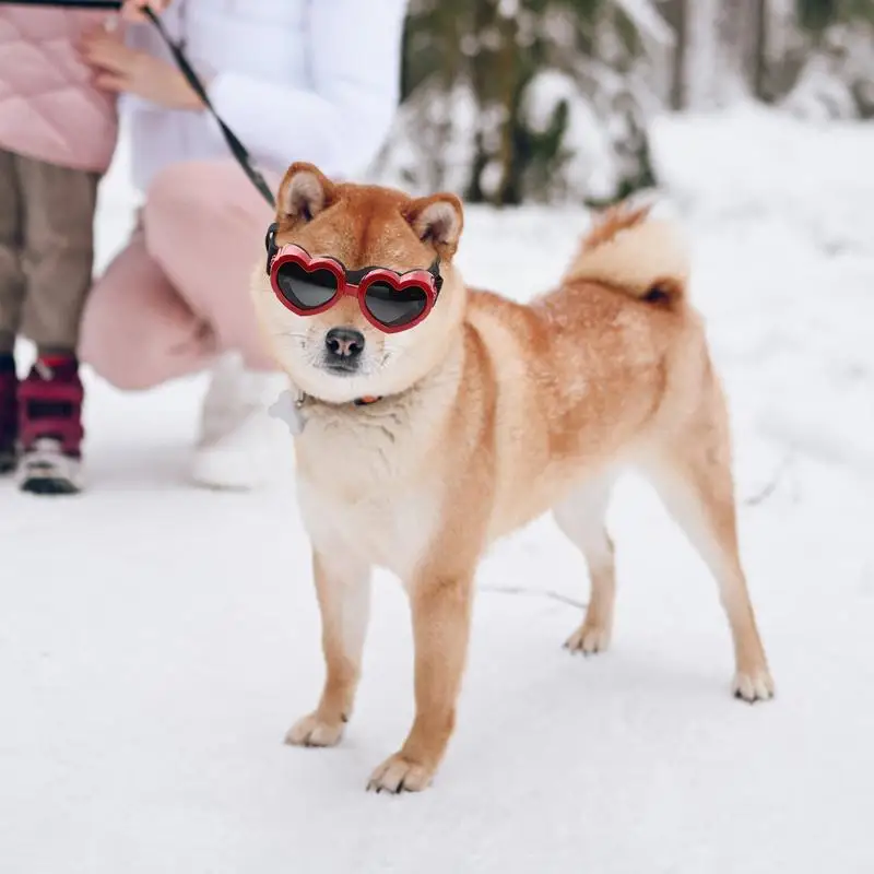 Heart-shaped Dog Sunglasses UV Protection Sun Glasses With Adjustable Strap Anti-Fog Goggles  Puppy Outdoor Eyes Protections