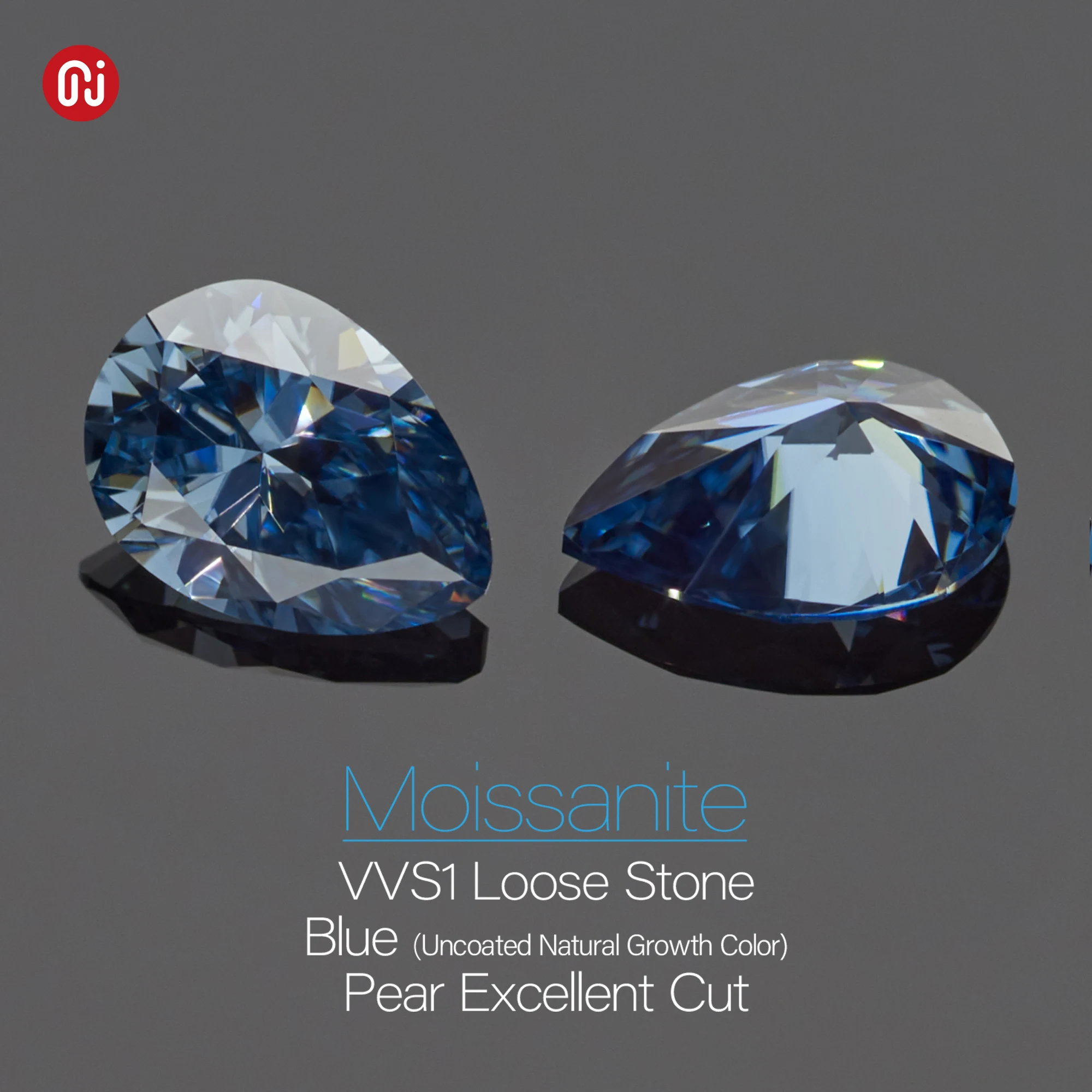 GIGAJEWE Customized Pear Blue Cut Color VVS1 Natural Growth Moissanite Loose Diamond Test Passed Gemstone For Jewelry Making