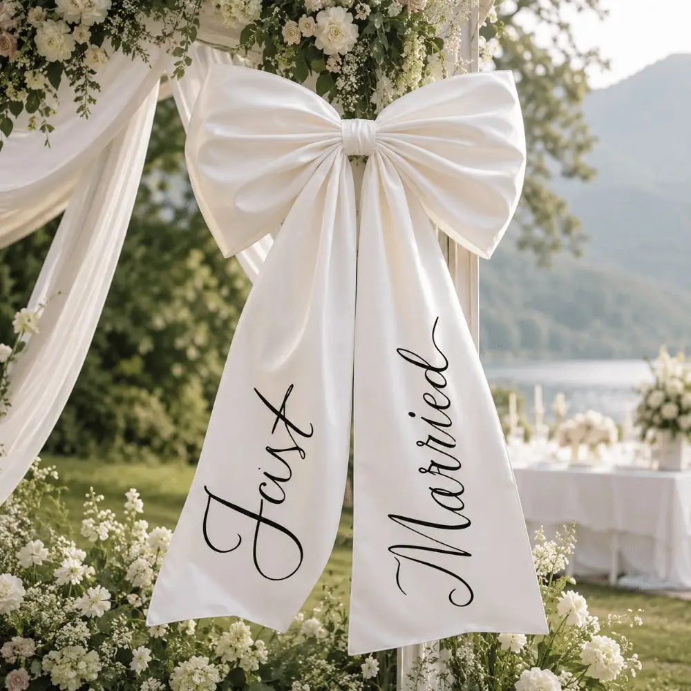 Romantic Large Size Wedding Car Bow Elegant Wedding Photo Prop Car Ribbon Bow Lovely Style Just Married Car Decor Wedding Day