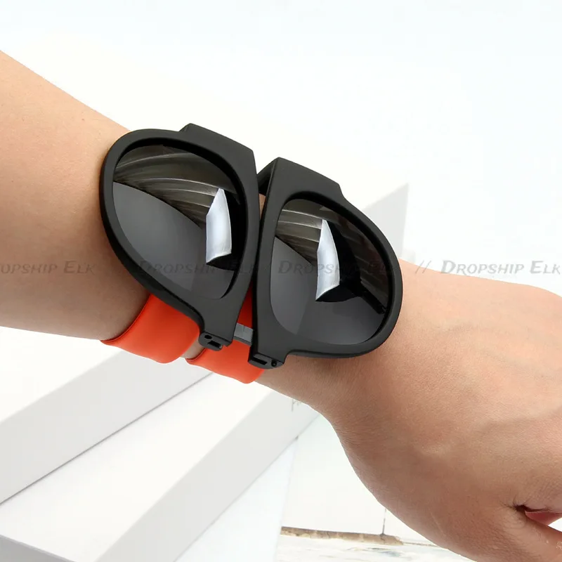 صفعة النظارات الشمسية السوداء النساء Slapable سوار نظارات شمسية للرجال الفاخرة معصمه مهرجان للطي السيدات النظارات