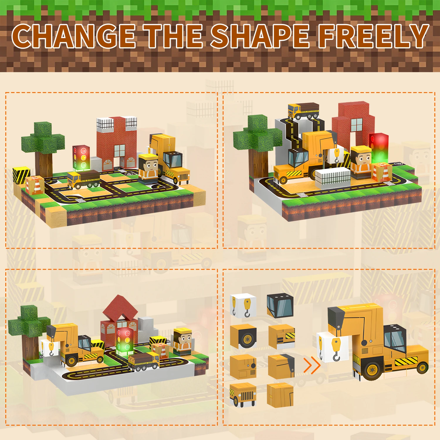 Blocs de construction magnétiques créatifs Mine World, ensemble de cubes magnétiques, modèle de bricolage pour enfants, tige de tige, jouets sensoriels Montessori pour garçons et filles