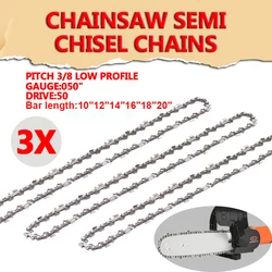 3Pcs 10/12/14/16/18 Inch Steel Chainsaw Chains 3/8LP 0.05 Electric Saw Drive Link Chains Replacement Garden Cutting Hand Tool