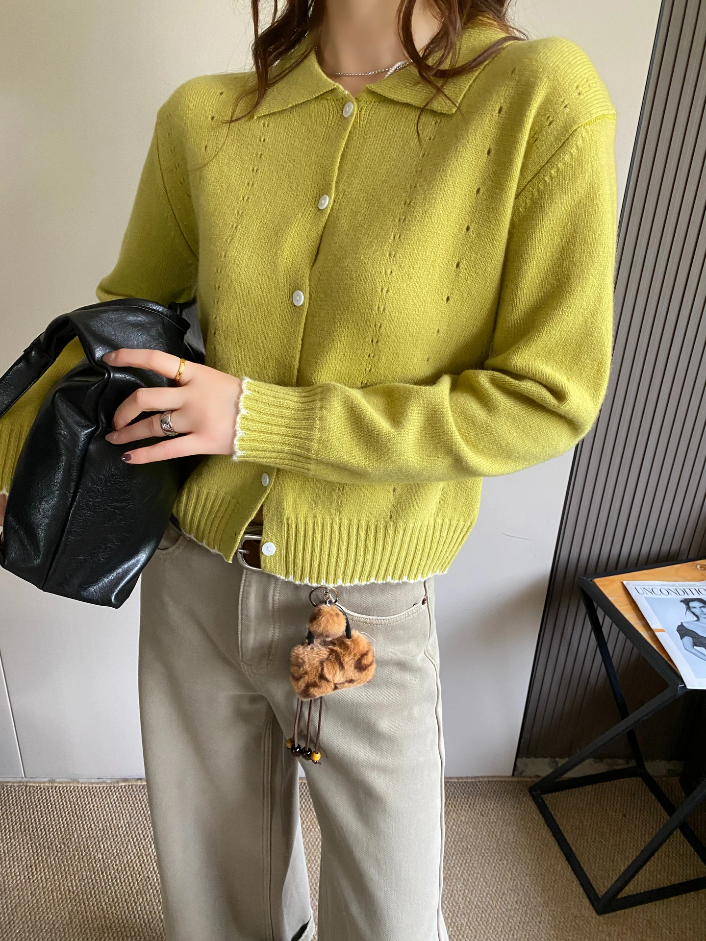 

Свободный повседневный вязаный кардиган для женщин, осенне-зимняя новинка, мягкий, дышащий, в корейском стиле, с ажурным дизайном, повседневная кофта