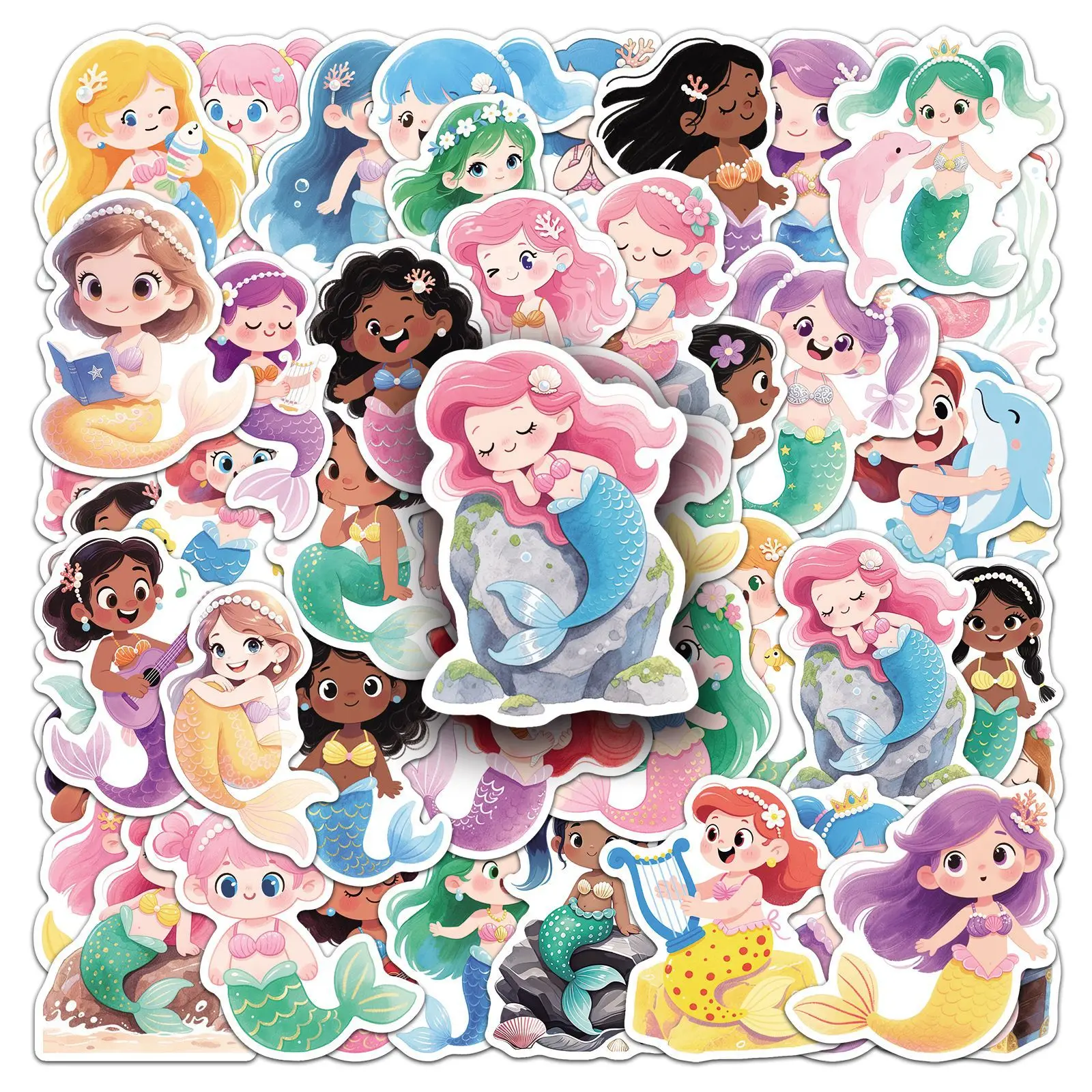 

10/50PCS Fairy Tale Mermaid Graffiti Stickers Q Version Mermaid Cartoon Decal Notebook Phone Guitar Scraphbook Classic Kid Toys