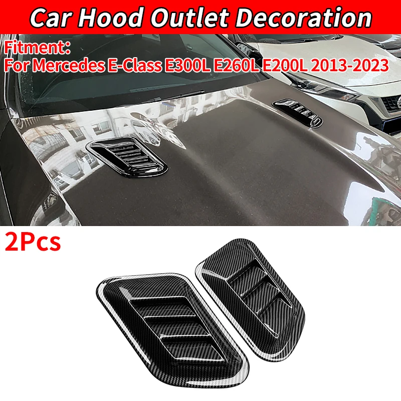 For Mercedes E-Class E300L E260L E200L 2013-2023 Air Flow Intake Hood Scoop Vent Bonnet Decorative Covers Side Air Outlet Hood