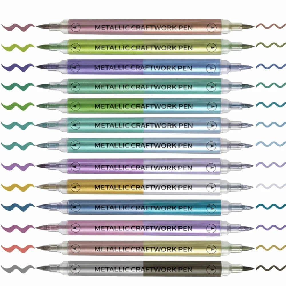 24 Colors Dual-ended Markers Quick Dry Dual Color Acrylic Paint Markers Drawing Marker Temporary Tattoo Nail Doodle Pens