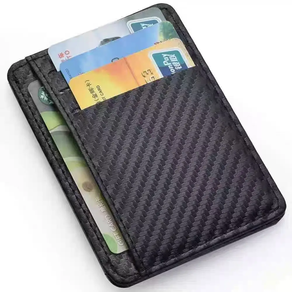 

New men's ultra-thin large-capacity carbon fiber wallet, ID card holder, zipper coin purse
