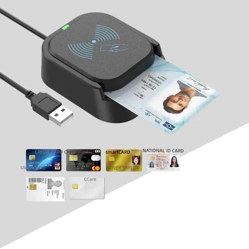for USB 2.0 Smart Card Reader Bank ATM Tax Return Contact NFC 2 in 1 IC Card Reader