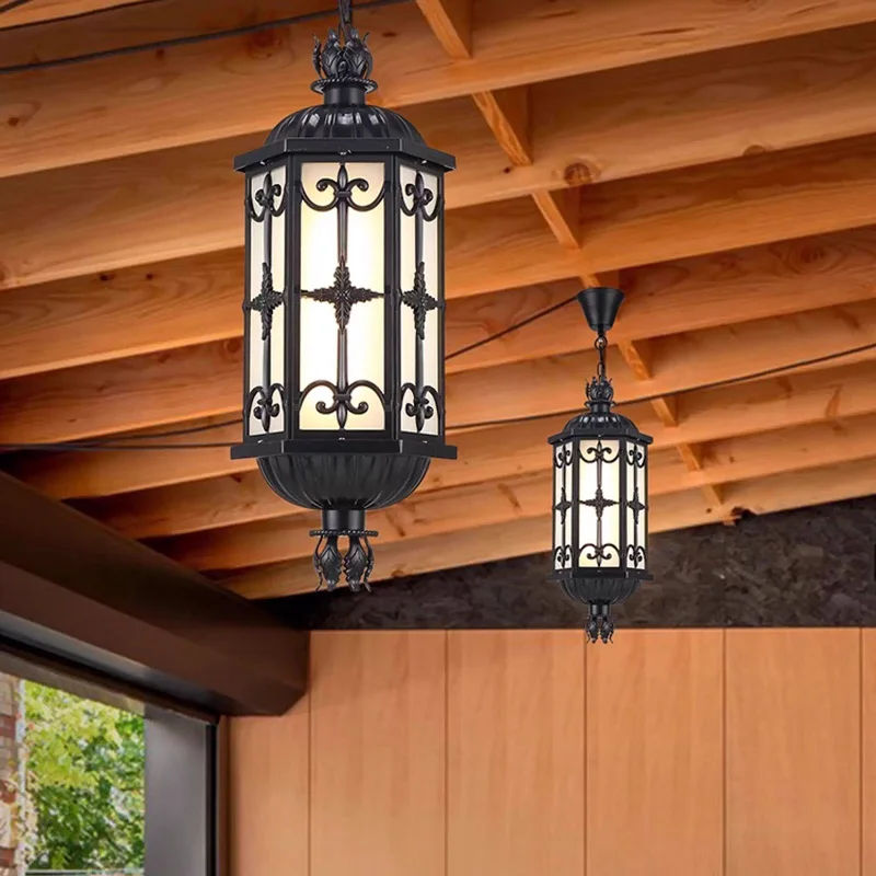 

Водонепроницаемый уличный подвесной светильник в европейском стиле для паркового двора, коридора, сада, виллы, входа, балкона, освещения