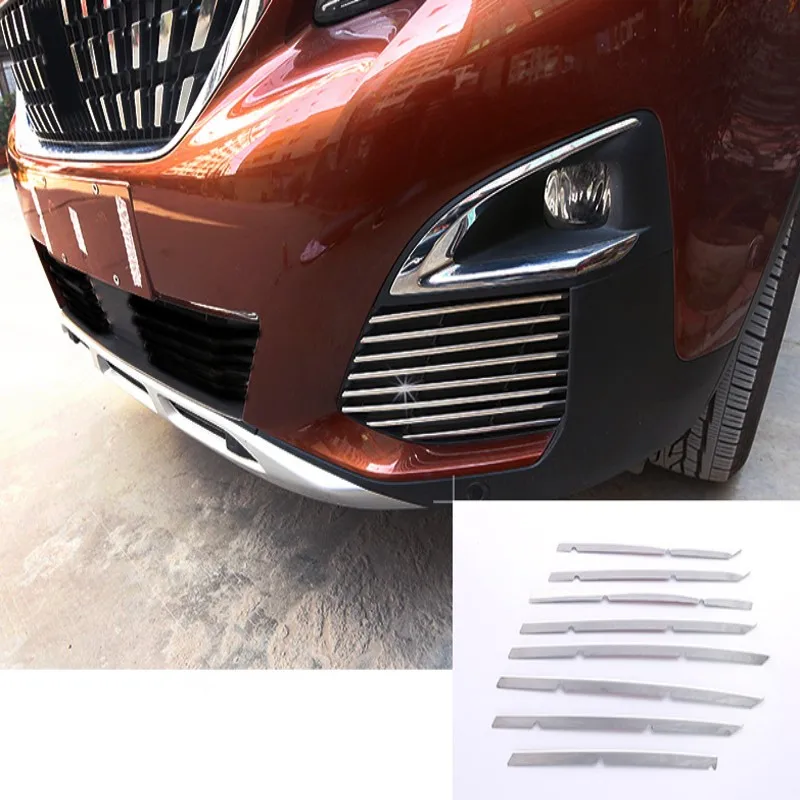 Car Accessories For Peugeot 3008 GT II 2016 2017 2018 2019 Stainless Steel Front Grille Grill Molding Strips Bottom Cover Trim