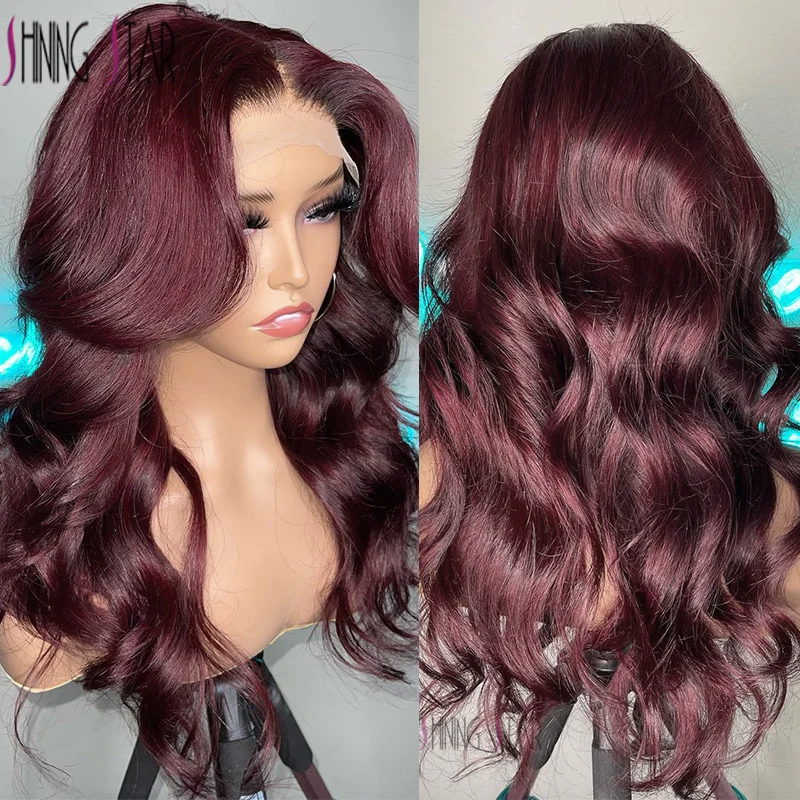 30 34 Inch Burgundy Body Wave Red Lace Front Human Hair Wig 99J Colored 13x4 13x6 HD Lace Frontal Wig Human Hair Wigs For Women